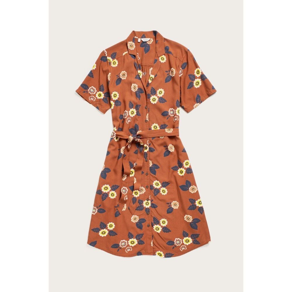 Bridge & Burn The Sofia Shirt Midi Dress Short Sleeve Buttondown Floral L 287302